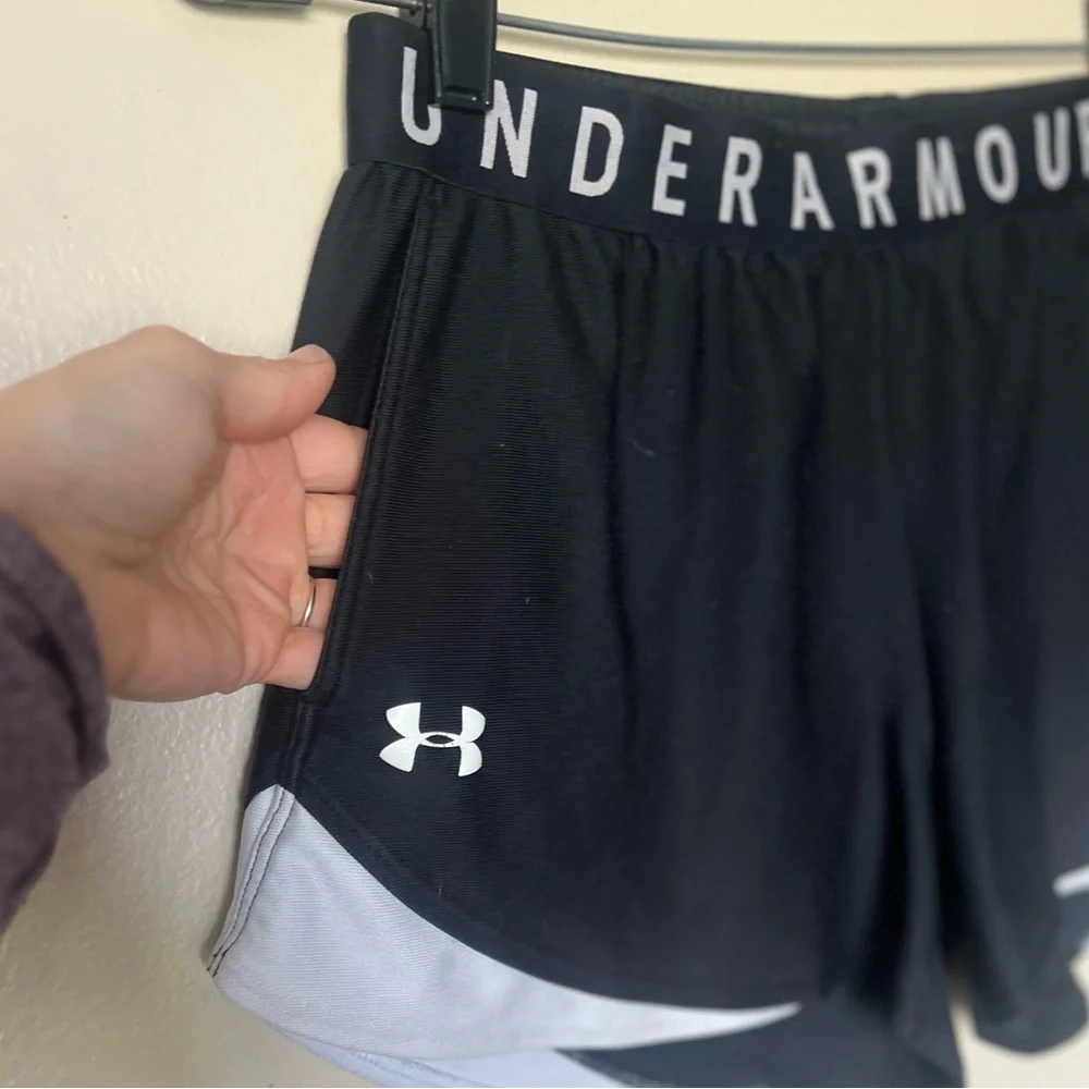 Under Armour Women's Athletic Shorts in Black and White - Picture 2 of 4